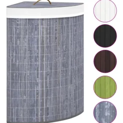 vidaXL Tvättillbehör-Tvättkorg för hörn bambu 60 L