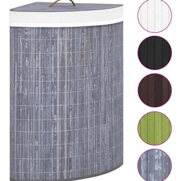 vidaXL Tvättillbehör-Tvättkorg för hörn bambu 60 L