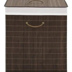 vidaXL Tvättillbehör-Tvättkorg i bambu rektangulär mörk