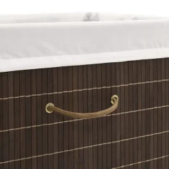 vidaXL Tvättillbehör-Tvättkorg i bambu rektangulär mörk