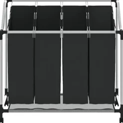 vidaXL Tvättillbehör-Tvättsorterare med 4 påsar grå