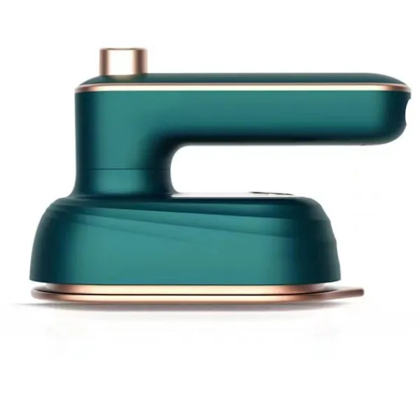 Strykjärn-Vikbar portabel mini hemrese strykjärn, lämplig för lätta tyger, med justerbart handtag i mörkgrönt