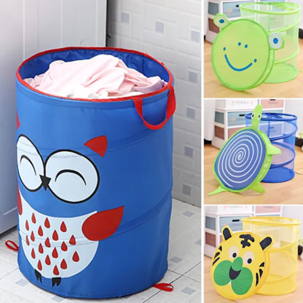 LBSS Tvättillbehör-Vikbar Söt Tecknad Tyg Tvättkorg Stor Organizer Tvättväska Hållare För Hem Ladybug