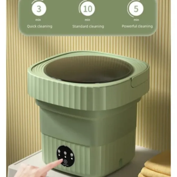 Tvättmaskiner-Vikbar Tvättmaskin, 3 Rengöringslägen, 6L Kapacitet Liten Handtvättmaskin med Torktumlare för Resor, Husbil, Sovsalar