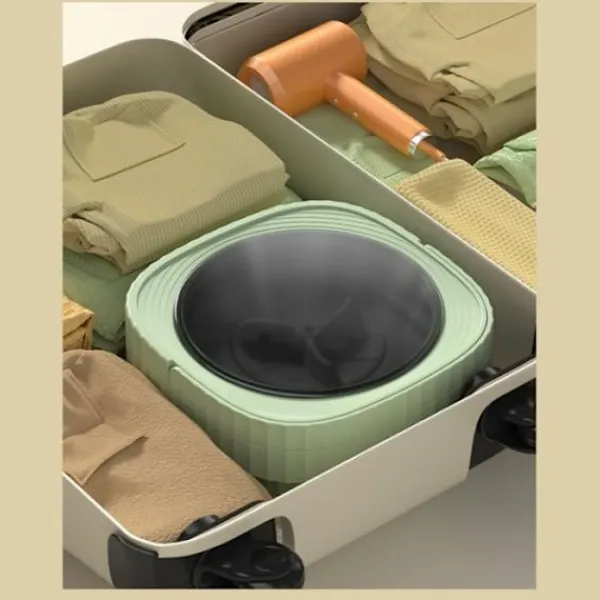 Tvättmaskiner-Vikbar Tvättmaskin, 3 Rengöringslägen, 6L Kapacitet Liten Handtvättmaskin med Torktumlare för Resor, Husbil, Sovsalar