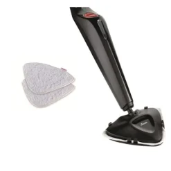 VILEDA Ångtvättar-168917 Steam Plus 3.0 elektrisk ångmopp med 2x microfiber ersättningstampar, rengöring av mattor