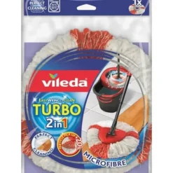 VILEDA Städmoppar-2-i-1 ersättningshuvud för EasyWring & Clean Turbo Mop - Mikrofiber vit röd
