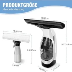 Fönsterrengöring-Vindrutetorkare - fönsterputsare - fönsterskrapa - fönsterrengörare - sladdlös fönstertvätt - vattentank, spray med