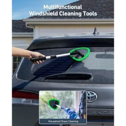 Fönsterrengöring-Vindrutetvätt, bilvindrutetvättverktyg för insidan med 4 återanvändbara och tvättbara mikrofiberkuddar, grön-FF-