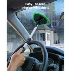 Fönsterrengöring-Vindrutetvätt, bilvindrutetvättverktyg för insidan med 4 återanvändbara och tvättbara mikrofiberkuddar, grön-FF-