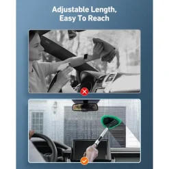 Fönsterrengöring-Vindrutetvätt, bilvindrutetvättverktyg för insidan med 4 återanvändbara och tvättbara mikrofiberkuddar, grön