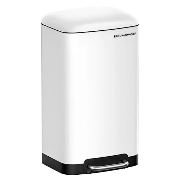 Songmics Soptunnor-Vit pedalhink med innerhink och mjukstängande lock – 30 liter