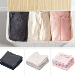 SONGMICS Tvättillbehör-Vit tvättkorg med 3 fack och lock - 150 liter