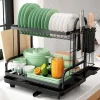 Tvättillbehör-2-vånings diskställ, multifunktionellt diskställ, rostfritt diskställ för kök