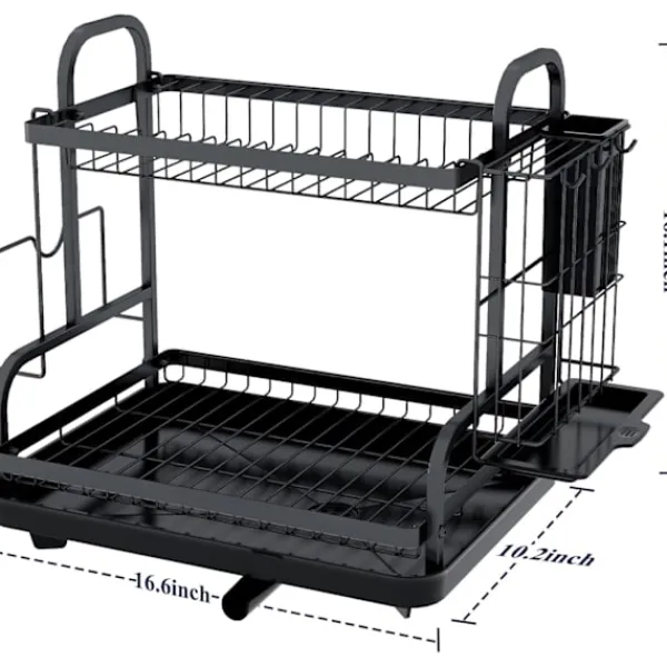 Tvättillbehör-2-vånings diskställ, multifunktionellt diskställ, rostfritt diskställ för kök