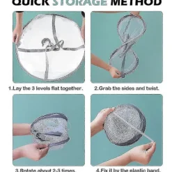 Tvättillbehör-3-vånings torkställning för tröjor, hängande klädtork, tvättnätstorkställning, hopfällbar [D]