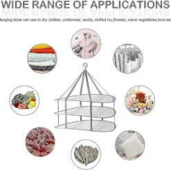 Tvättillbehör-3-vånings torkställning för tröjor, hängande klädtork, tvättnätstorkställning, hopfällbar [D]