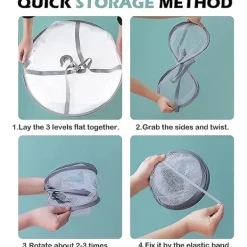 Tvättillbehör-3-vånings torkställning för tröjor, hängande klädtork, tvättnät, hopfällbar