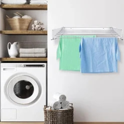 Tvättillbehör-Vonia Väggtorkställning - Infällbar - Klädtorkställning för Inomhus- och Utomhusbruk - Väggmonterad Torkställning för Vägg - 80 x 40 cm - Vit