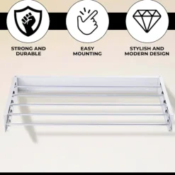 Tvättillbehör-Vonia Väggtorkställning - Infällbar - Klädtorkställning för Inomhus- och Utomhusbruk - Väggmonterad Torkställning för Vägg - 80 x 40 cm - Vit