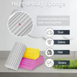 Svampar & Dukar-Våtrengöringssvamp, återanvändbar rengöringssvamp, ren och våt antidamm-svamp för rengöring av golvlister, luftventiler, takfläkt