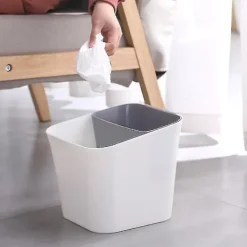 Soptunnor-Våtsorterings- och torrsorteringsbehållare för avfall, dubbla användningsområden, soptunna, papperskorg, plastbehållare för skräp (grå)