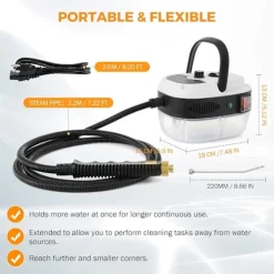 Ångtvättar-2500W Bilångare för Biltvätt Högtrycks Handhållen Ångrengörare med Vattentank Portabel Elektrisk Ångrengöringsmaskin H