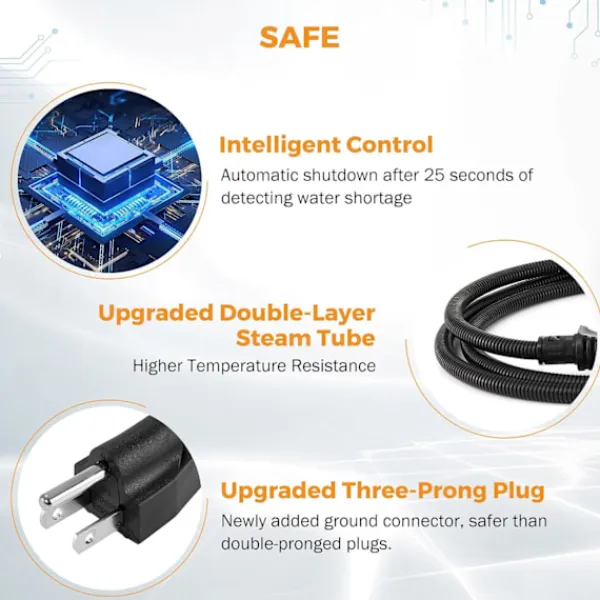 Ångtvättar-2500W Bilångare för Biltvätt Högtrycks Handhållen Ångrengörare med Vattentank Portabel Elektrisk Ångrengöringsmaskin H