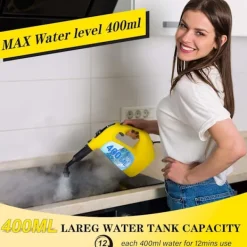 Ångtvättar-1400W Handhållen ångrengörare för hemmet, påfyllning av vatten under användning, ångrengörare med högt tryck för rengöring av klädsel, Dee