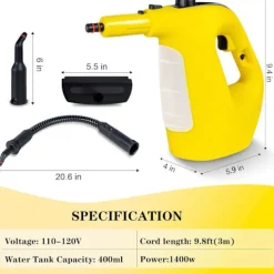Ångtvättar-1400W Handhållen ångrengörare för hemmet, påfyllning av vatten under användning, ångrengörare med högt tryck för rengöring av klädsel, Dee