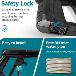 Yofidra Högtryckstvättar-2500W Högtryckstvätt, 250 Bar Biltvättmaskin, Två Vatteninloppslägen