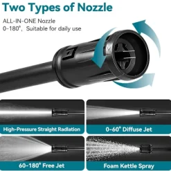 Yofidra Högtryckstvättar-2500W Högtryckstvätt, 250 Bar Biltvättmaskin, Två Vatteninloppslägen