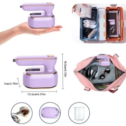 Ångtvättar-1000W hopfällbar handhållen minidamptång, keramisk non-stick-sula, 180° roterande handtag, 20s snabb uppvärmning, 2-i-1 bärbar ångstrykjärn