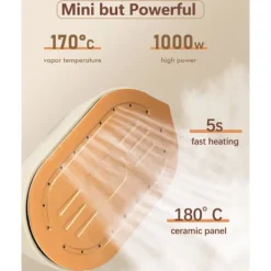 ATELA Strykjärn-1000w Mini Travel Steamer strykjärn，Handhållna bärbara ångkokare för kläder Liten klädångare Resestorlek Handhållet