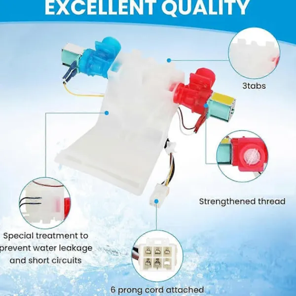 Tvättmaskiner-W10144820 Vatteninloppsventil för tvättmaskin Kompatibel med W10311458 W10140911 AC120V Ersättningsdelar för tvättmaskin