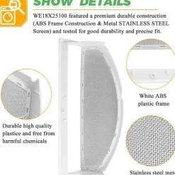 Torktumlare-WE18X25100 WE18M19 Torktumlare Luddfilter Skärmnät för Torktumlare Ersätter WE18M30 WE18M28 AP6037511 PS11767017