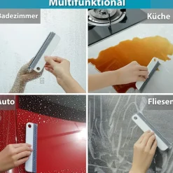 Fönsterrengöring-2x fönsterraka, duschraka, silikonskrapa för speglar, fönster, glas och ytor i kök, badrum, bil | Praktisk skrapa för