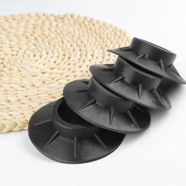 del Tvättmaskiner-4x Vibrationsdämpare - Gummifötter för Tvättmaskin Svart
