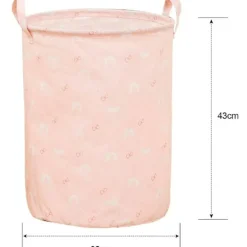 Tvättillbehör-45x35cm Förvaringskorg Canvas tvättkorg Vattentät tvättkorg rosa