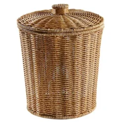 Soptunnor-Yhsqv-vävd Papperskorg Rund Rotting Papperskorg Med Lock Planteringskruka Vävd Korg Flätad Papperskorg